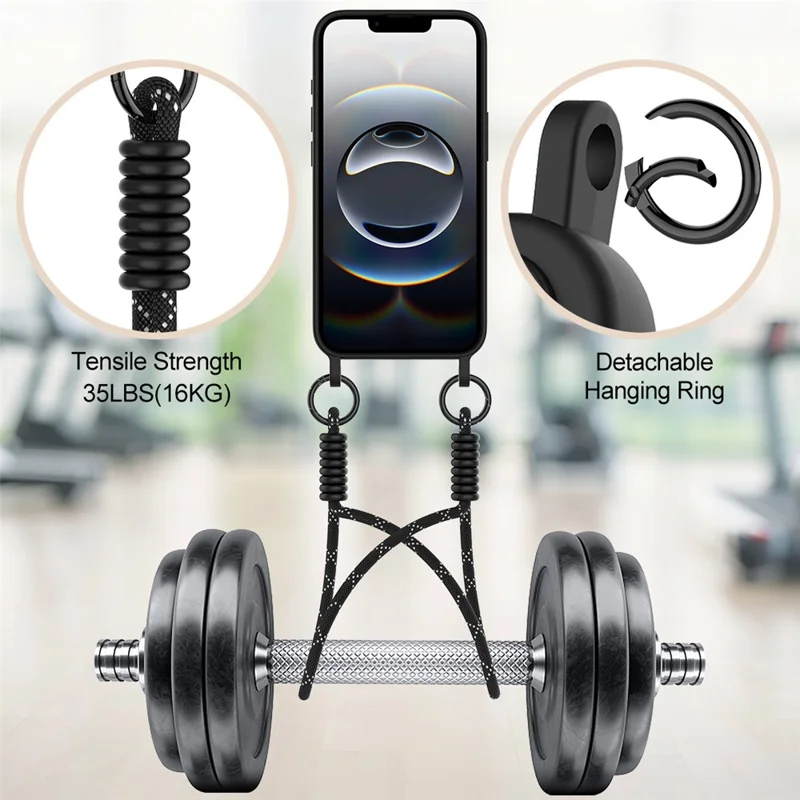 For iPhone 16e Case Liquid Silicone Card Holder Phone Back Cover with Short Strap - Black-Cellmalls