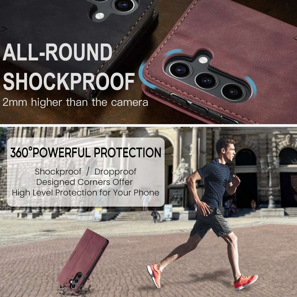 For Samsung Galaxy S24 FE Case CASEME 013 Series Card Holder Stand Leather Phone CoverCaseMe - Coffee-Cellmalls