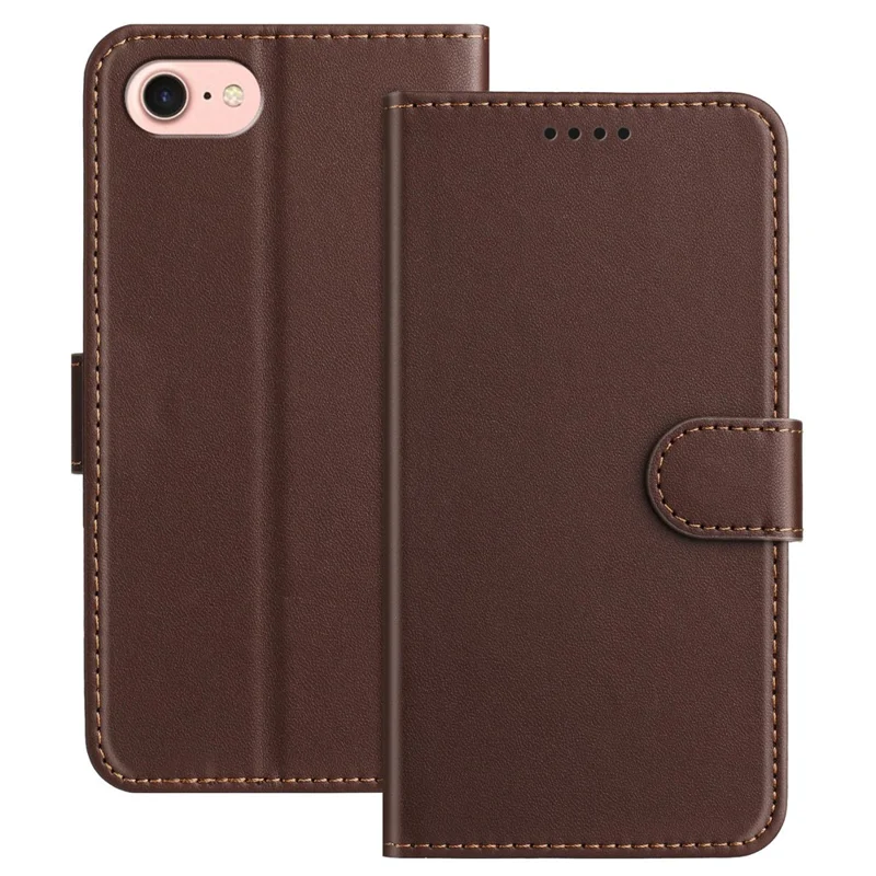 For iPhone SE (2022) / iPhone 6 4.7-inch / iPhone 6s 4.7-inch / iPhone 7 4.7 inch / iPhone 8 4.7 inch / iPhone SE (2020) Leather Case Wallet Stand Solid Color Anti Drop Phone Cover - Black-Cellmalls