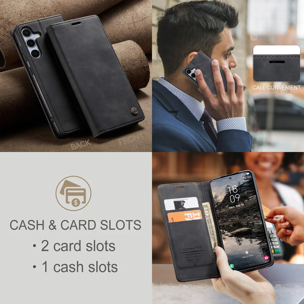 For Samsung Galaxy S25 FE Wallet Case CASEME 013 Series PU Leather Phone Cover Stand - Red-Cellmalls