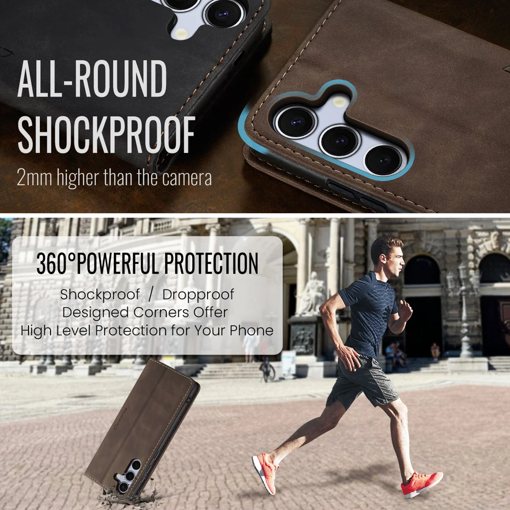 For Samsung Galaxy S25 FE Wallet Case CASEME 013 Series PU Leather Phone Cover Stand - Red-Cellmalls