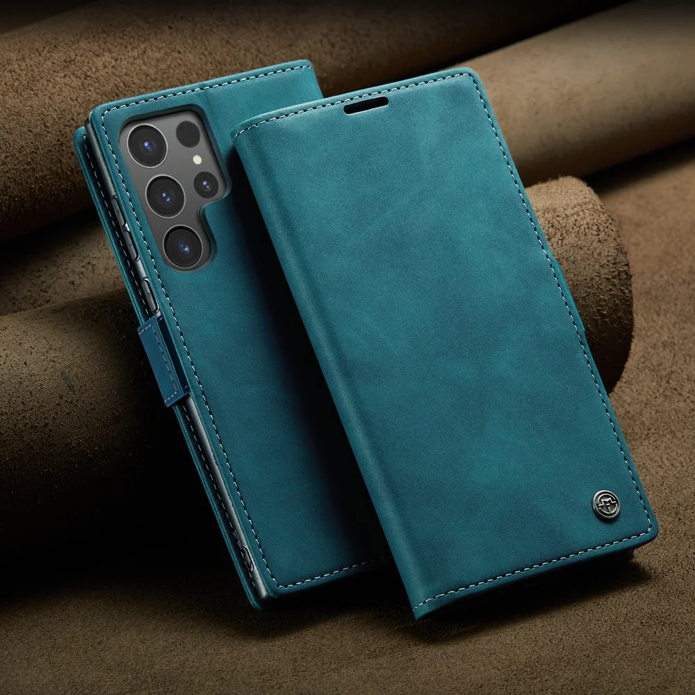 CASEME 013 Series For Samsung Galaxy S25 Ultra Case Card Holder Stand Leather Phone Cover - Red-Cellmalls