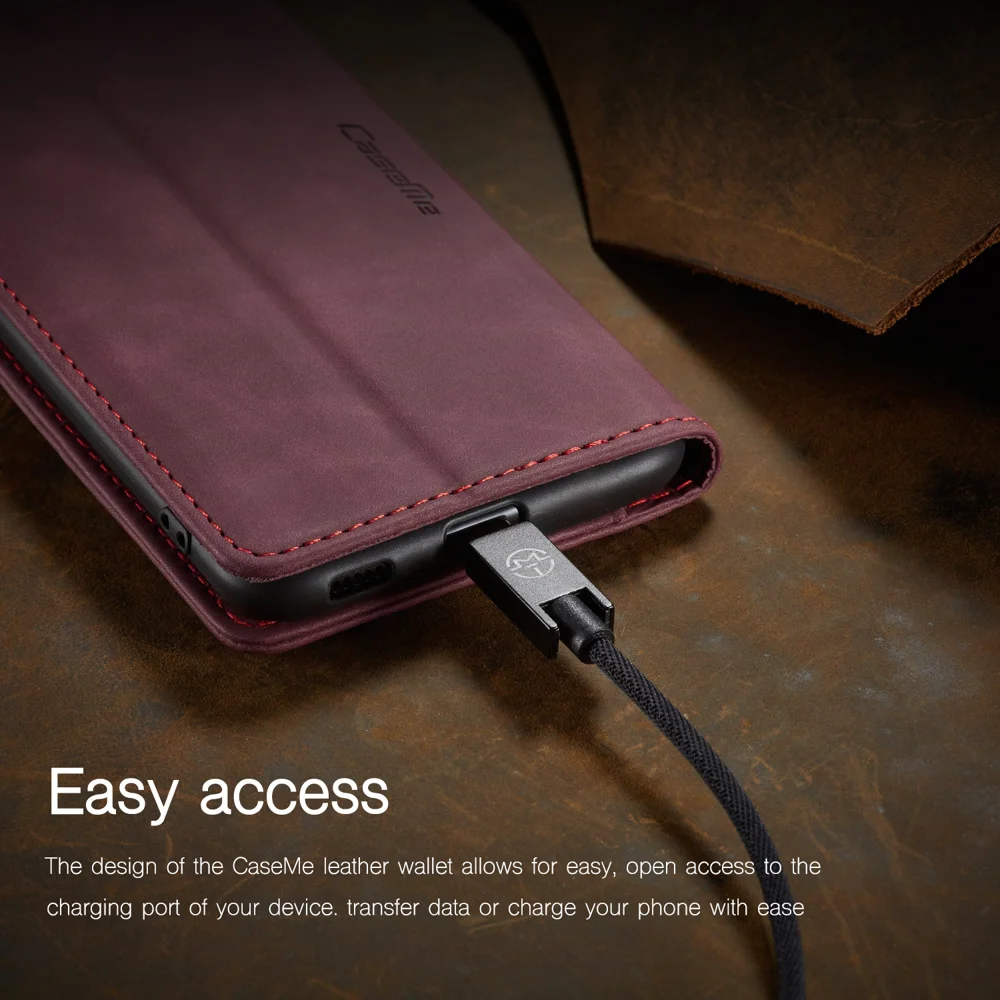 For Samsung Galaxy S25+ Case CASEME 013 Series Card Holder Stand Leather Phone Cover - Red-Cellmalls