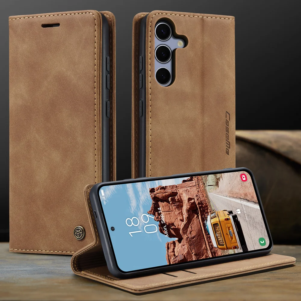 For Samsung Galaxy S25 FE Wallet Case CASEME 013 Series PU Leather Phone Cover Stand - Red-Cellmalls