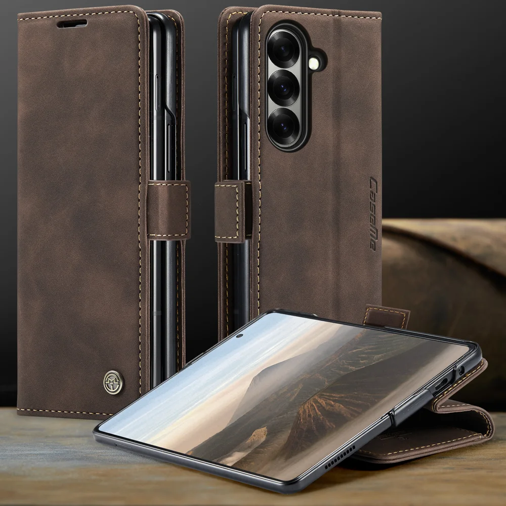 For Samsung Galaxy Z Fold7 5G Wallet Case CASEME 013 Series PU Leather Phone Cover Stand - Brown-Cellmalls