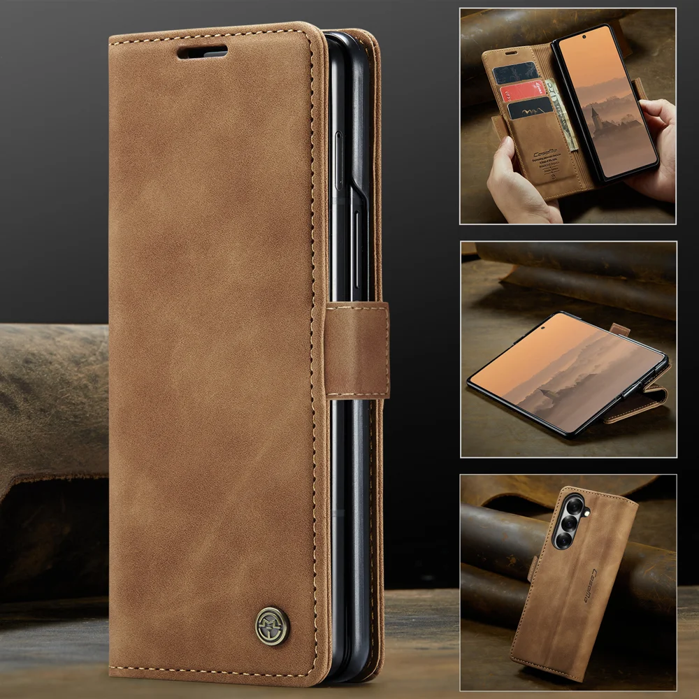 For Samsung Galaxy Z Fold7 5G Wallet Case CASEME 013 Series PU Leather Phone Cover Stand - Brown-Cellmalls