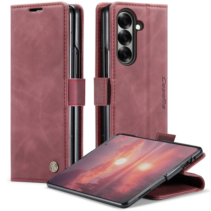 For Samsung Galaxy Z Fold7 5G Wallet Case CASEME 013 Series PU Leather Phone Cover Stand - Brown-Cellmalls