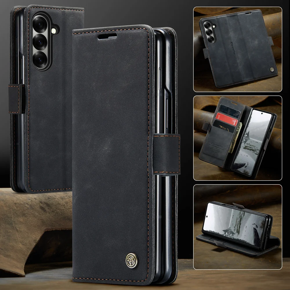 For Samsung Galaxy Z Fold7 5G Wallet Case CASEME 013 Series PU Leather Phone Cover Stand - Brown-Cellmalls