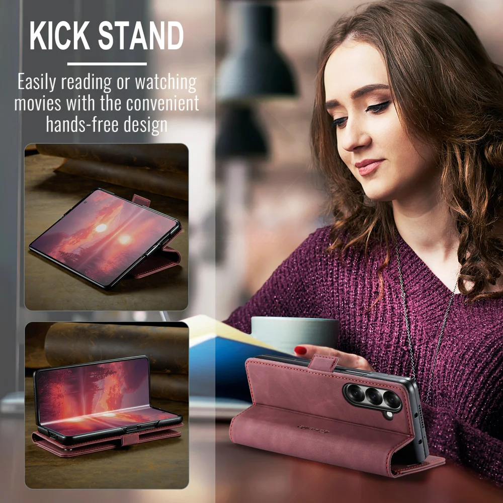 For Samsung Galaxy Z Fold7 5G Wallet Case CASEME 013 Series PU Leather Phone Cover Stand - Brown-Cellmalls