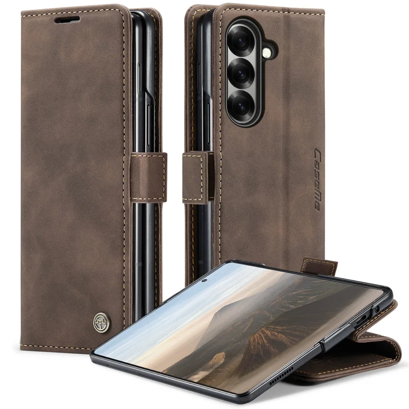 For Samsung Galaxy Z Fold7 5G Wallet Case CASEME 013 Series PU Leather Phone Cover Stand - Brown-Cellmalls