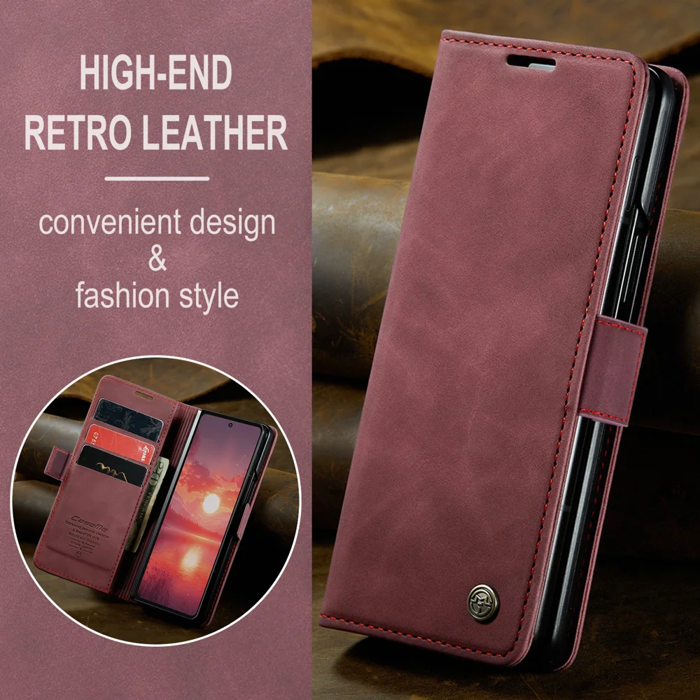 For Samsung Galaxy Z Fold7 5G Wallet Case CASEME 013 Series PU Leather Phone Cover Stand - Brown-Cellmalls