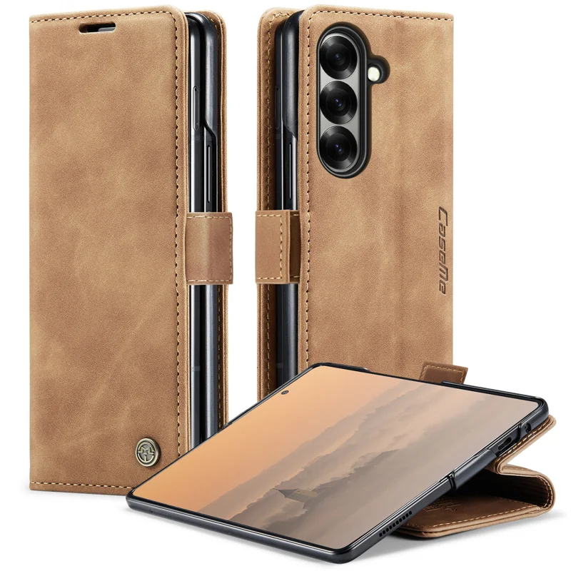 For Samsung Galaxy Z Fold7 5G Wallet Case CASEME 013 Series PU Leather Phone Cover Stand - Brown-Cellmalls