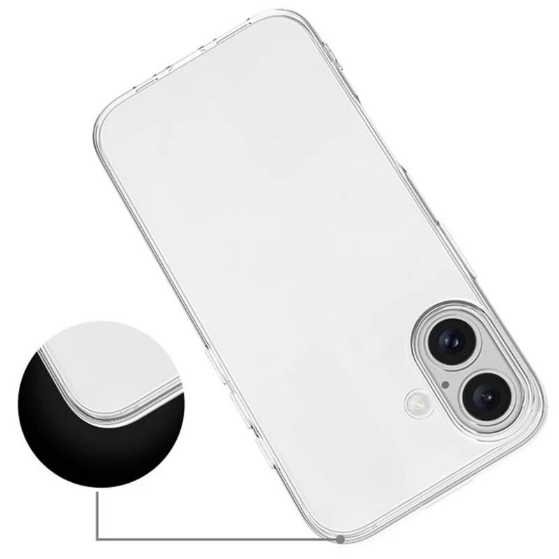 For iPhone 16 Plus Cell Phone Case Ultra-Thin Clear TPU Cover with Big Lens Hole-Cellmalls