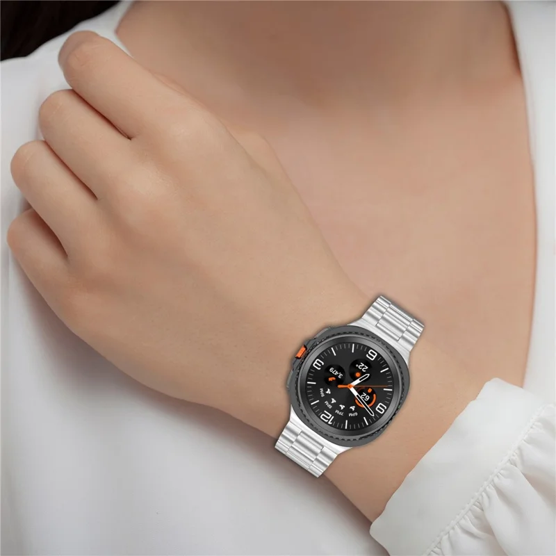 3-Bead Watch Strap for Samsung Galaxy Watch8 44mm / 40mm / Watch8 Classic 46mm Stainless Steel Wrist Band - Silver-Cellmalls