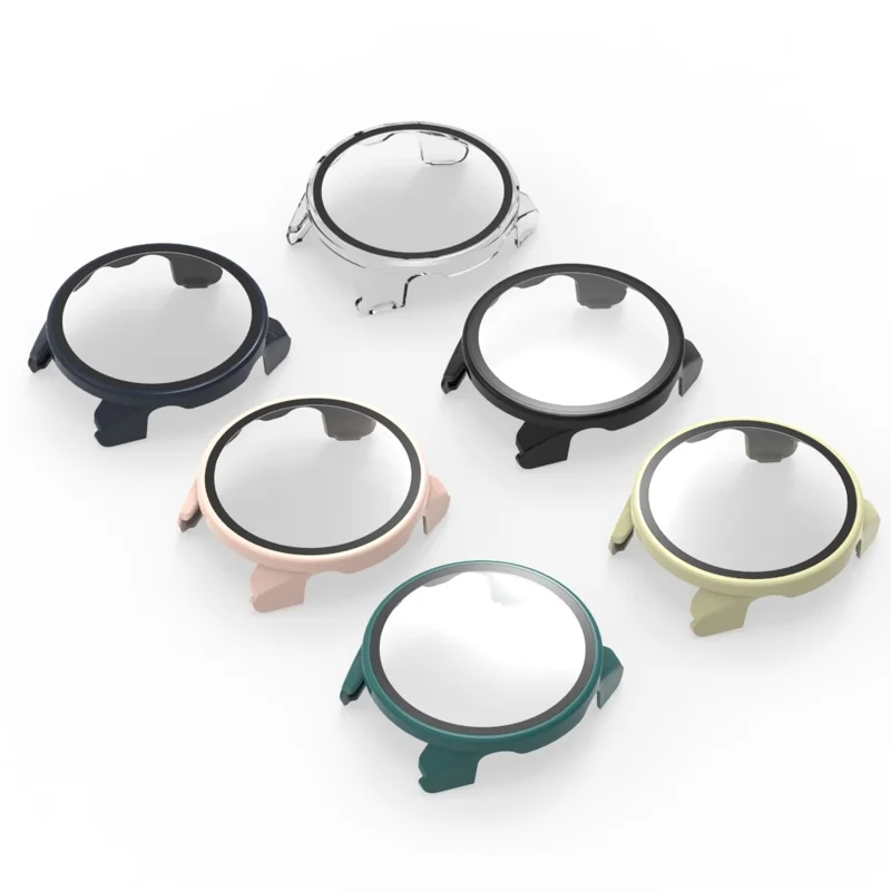 For Garmin Forerunner 570 42mm Protective Case Hard PC Watch Frame with Tempered Glass Film - Transparent-Cellmalls