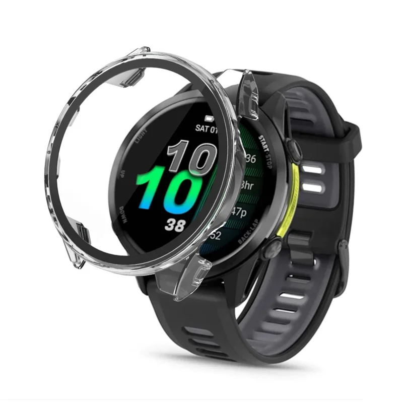 For Garmin Forerunner 970 Protective Case Hard PC Watch Frame with Tempered Glass Film - Transparent-Cellmalls