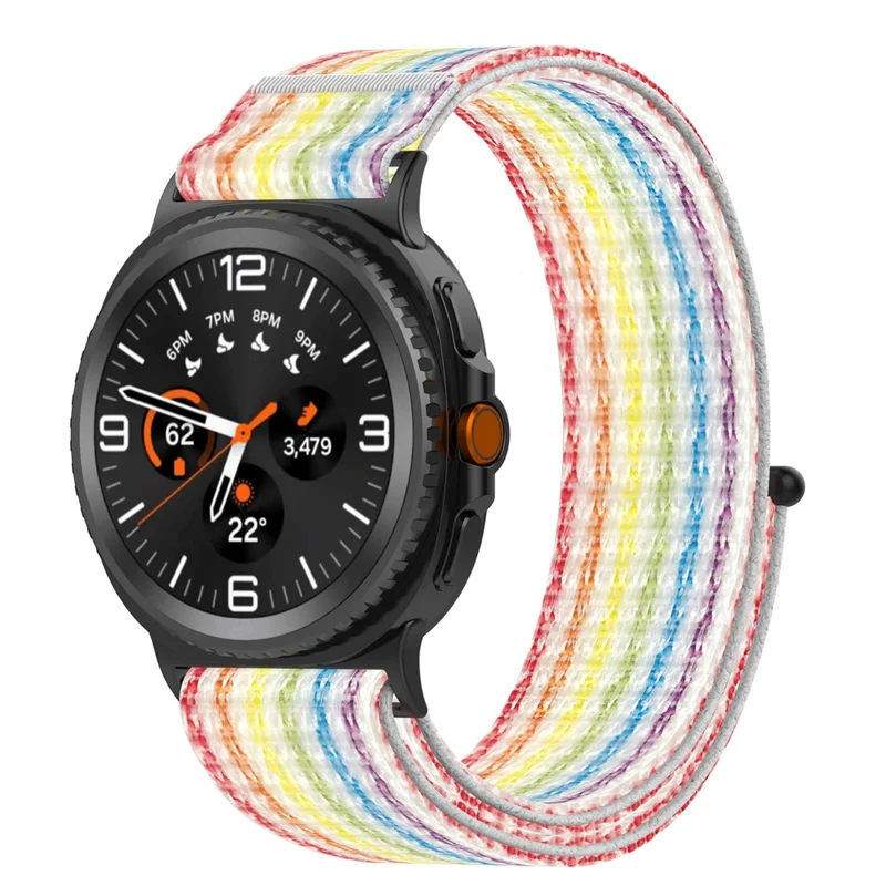 Watch Strap for Samsung Galaxy Watch8 44mm / 40mm / Watch8 Classic 46mm Magic Tape Nylon Woven Band - Rainbow-Cellmalls