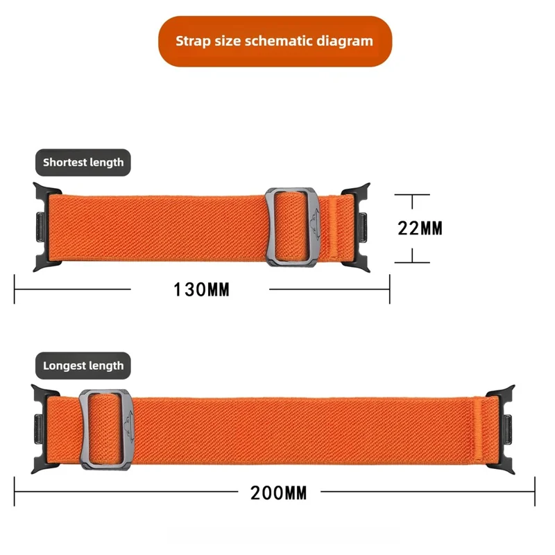 Nylon Watch Band for Samsung Galaxy Watch8 44mm / 40mm / Watch8 Classic 46mm Elastic Strap with Bull Head Buckle - Orange-Cellmalls