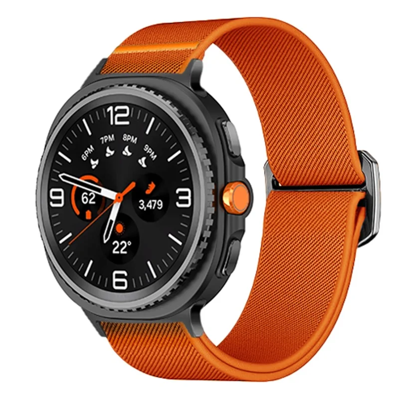 Nylon Watch Band for Samsung Galaxy Watch8 44mm / 40mm / Watch8 Classic 46mm Elastic Strap with Bull Head Buckle - Orange-Cellmalls