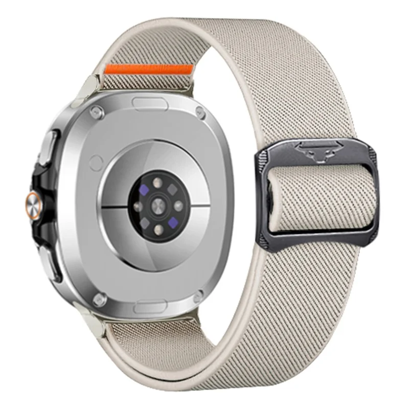 Nylon Watch Band for Samsung Galaxy Watch8 44mm / 40mm / Watch8 Classic 46mm Elastic Strap with Bull Head Buckle - Orange-Cellmalls