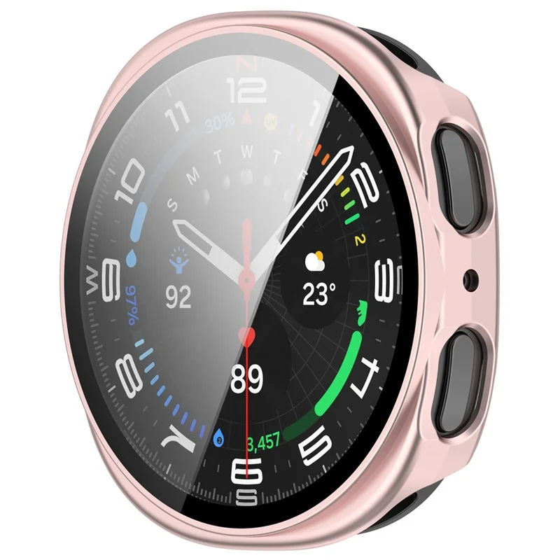 For Samsung Galaxy Watch8 40mm Hard PC Watch Protective Case with Tempered Glass Film - Matte Pink-Cellmalls
