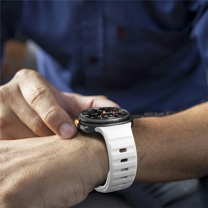 Silicone Watch Band For Samsung Galaxy Watch8 44mm  /  40mm  /  Watch8 Classic 46mm Wave Reverse Buckle Wrist Strap - White-Cellmalls