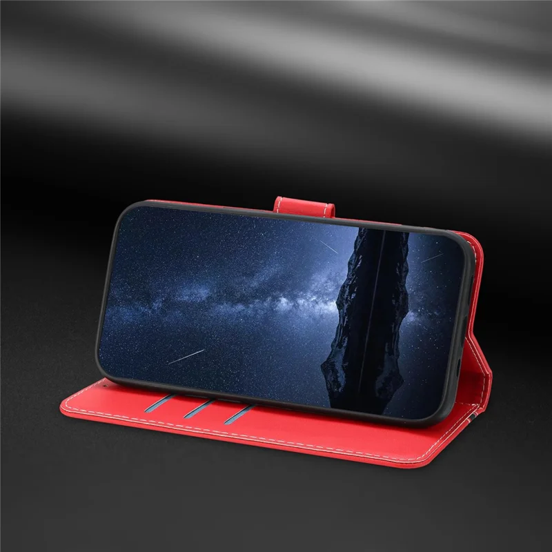 For Xiaomi 14T Phone Cases Wallet Stand Color Splicing Leather Cover with Magnetic Clasp - Red-Cellmalls