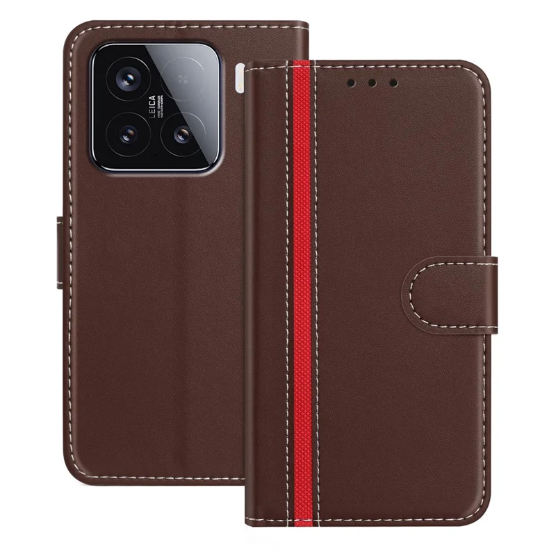 For Xiaomi 15 Phone Cases Wallet Stand Color Splicing Leather Cover with Magnetic Clasp - Red-Cellmalls