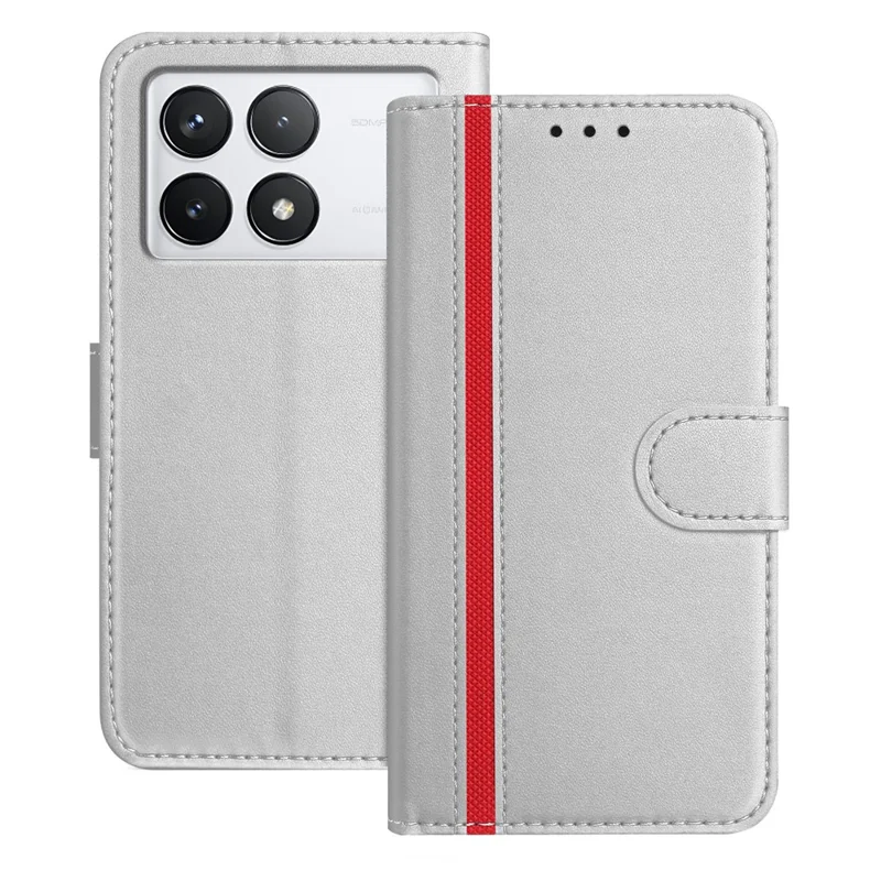 For Xiaomi 14T Pro Phone Cases Wallet Stand Color Splicing Leather Cover with Magnetic Clasp - Red-Cellmalls
