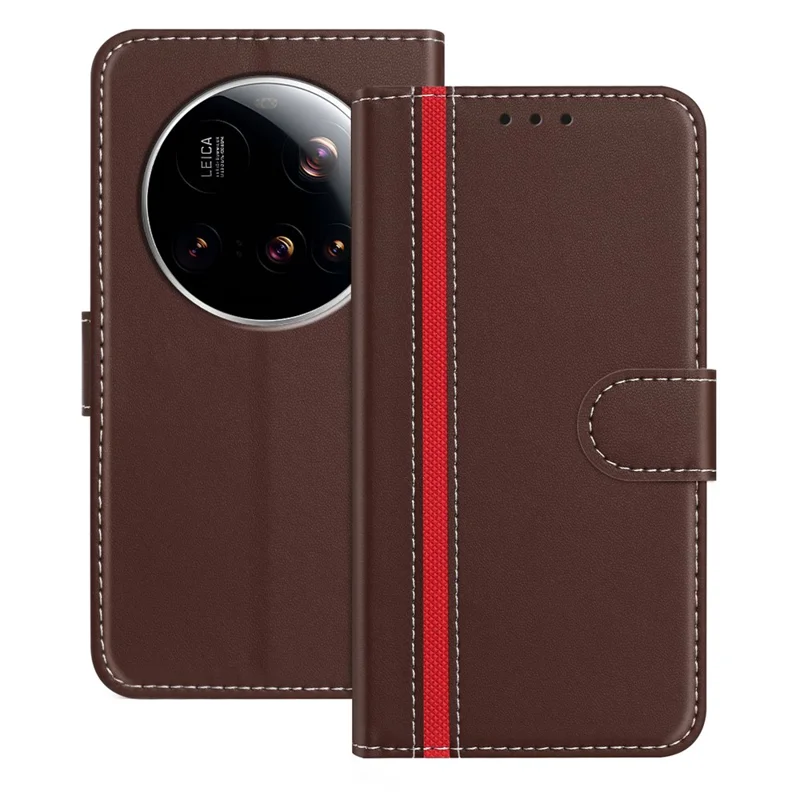 For Xiaomi 15 Ultra Phone Cases Wallet Stand Color Splicing Leather Cover with Magnetic Clasp - Red-Cellmalls