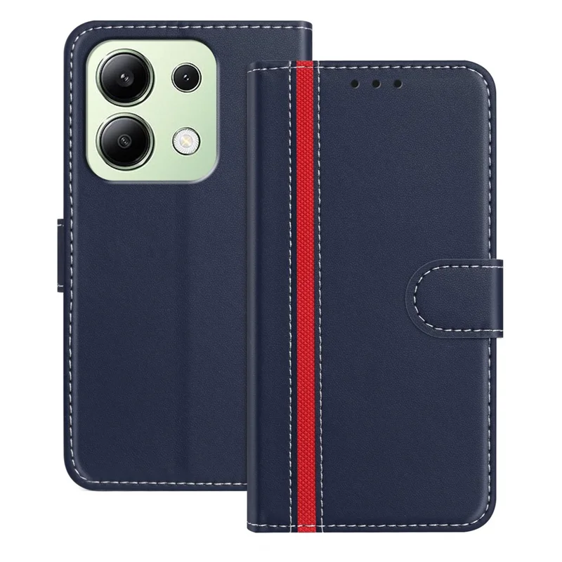 For Xiaomi Redmi Note 13 4G Phone Cases Wallet Stand Color Splicing Leather Cover with Magnetic Clasp - Red-Cellmalls