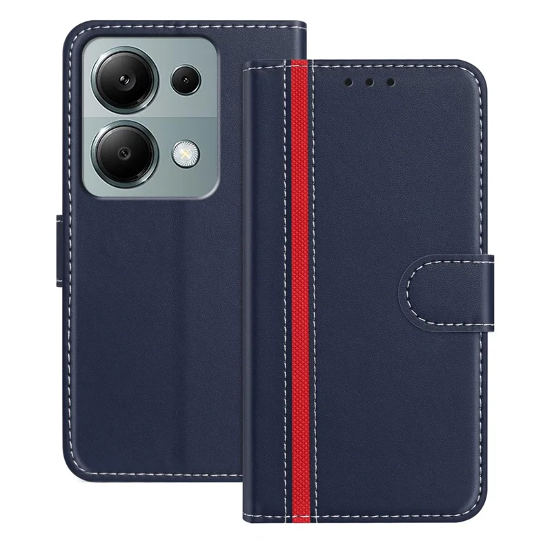 For Xiaomi Redmi Note 13 Pro 4G Phone Cases Wallet Stand Color Splicing Leather Cover with Magnetic Clasp - Red-Cellmalls