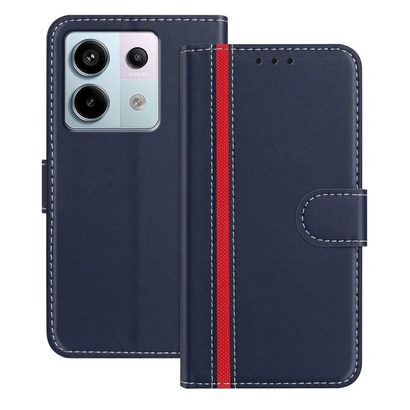 For Xiaomi Redmi Note 13 Pro 5G Phone Cases Wallet Stand Color Splicing Leather Cover with Magnetic Clasp - Red-Cellmalls