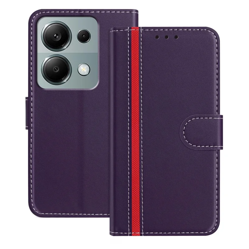 For Xiaomi Redmi Note 13 Pro 4G Phone Cases Wallet Stand Color Splicing Leather Cover with Magnetic Clasp - Red-Cellmalls