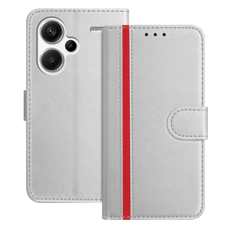 For Xiaomi Redmi Note 13 Pro+ 5G Phone Cases Wallet Stand Color Splicing Leather Cover with Magnetic Clasp - Red-Cellmalls