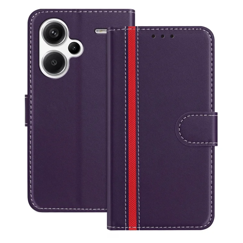 For Xiaomi Redmi Note 13 Pro+ 5G Phone Cases Wallet Stand Color Splicing Leather Cover with Magnetic Clasp - Red-Cellmalls