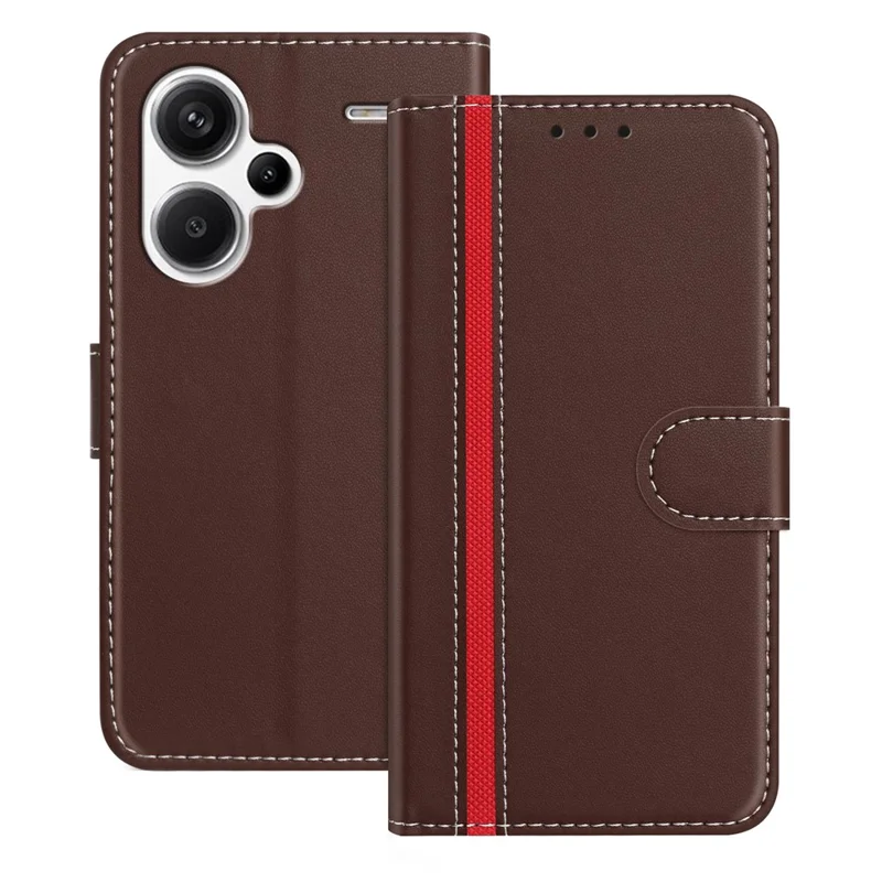 For Xiaomi Redmi Note 13 Pro+ 5G Phone Cases Wallet Stand Color Splicing Leather Cover with Magnetic Clasp - Red-Cellmalls