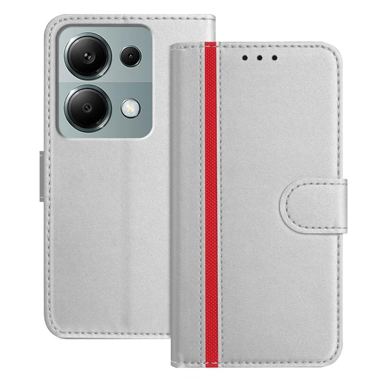 For Xiaomi Redmi Note 13 Pro 4G Phone Cases Wallet Stand Color Splicing Leather Cover with Magnetic Clasp - Red-Cellmalls