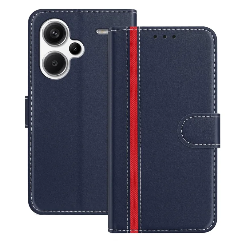 For Xiaomi Redmi Note 13 Pro+ 5G Phone Cases Wallet Stand Color Splicing Leather Cover with Magnetic Clasp - Red-Cellmalls