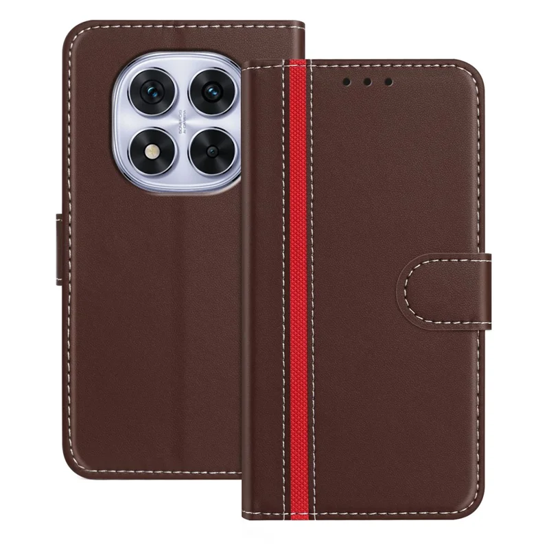 For Xiaomi Redmi Note 14 Pro 4G Phone Cases Wallet Stand Color Splicing Leather Cover with Magnetic Clasp - Red-Cellmalls