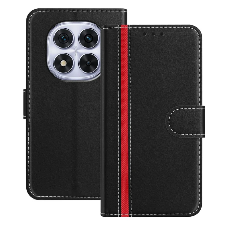 For Xiaomi Redmi Note 14 Pro 4G Phone Cases Wallet Stand Color Splicing Leather Cover with Magnetic Clasp - Red-Cellmalls