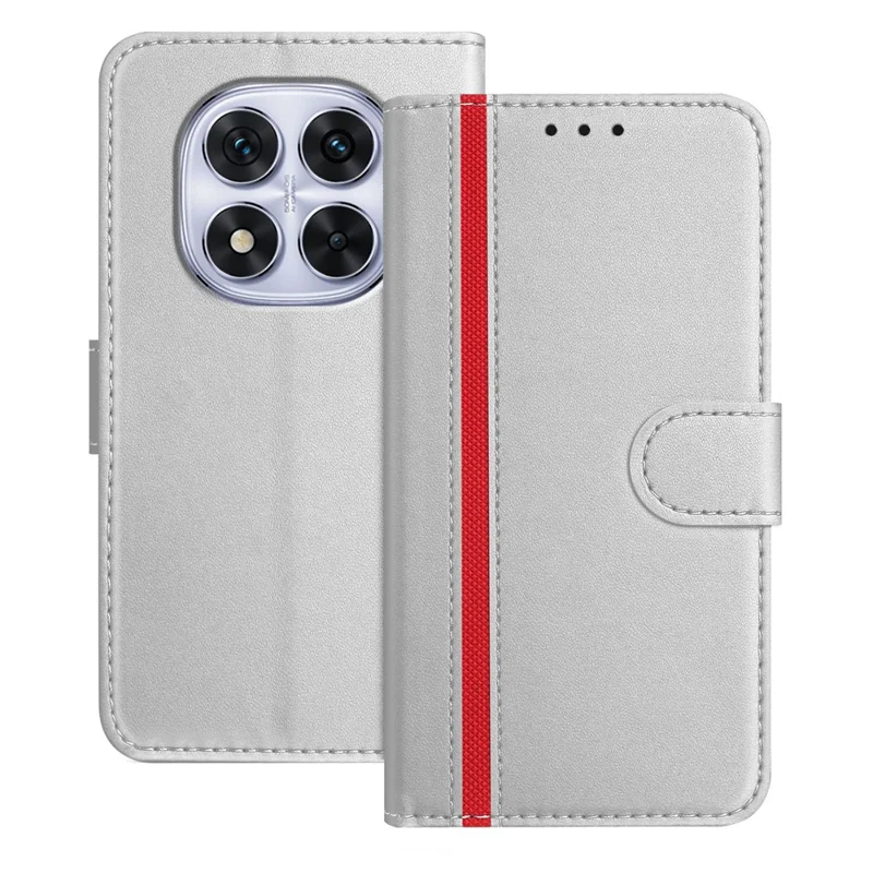 For Xiaomi Redmi Note 14 Pro 4G Phone Cases Wallet Stand Color Splicing Leather Cover with Magnetic Clasp - Red-Cellmalls