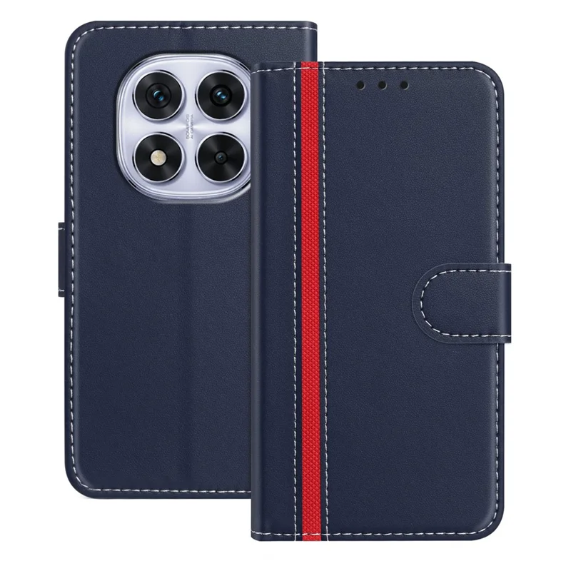 For Xiaomi Redmi Note 14 Pro 4G Phone Cases Wallet Stand Color Splicing Leather Cover with Magnetic Clasp - Red-Cellmalls