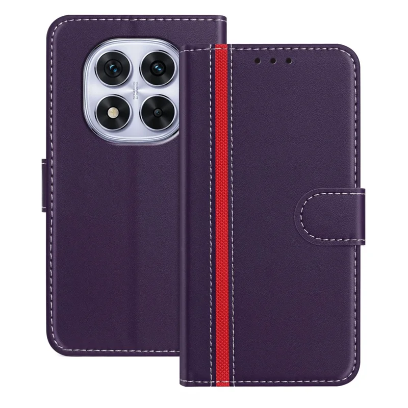 For Xiaomi Redmi Note 14 Pro 4G Phone Cases Wallet Stand Color Splicing Leather Cover with Magnetic Clasp - Red-Cellmalls
