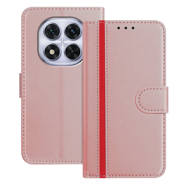 For Xiaomi Redmi Note 14 Pro 4G Phone Cases Wallet Stand Color Splicing Leather Cover with Magnetic Clasp - Red-Cellmalls