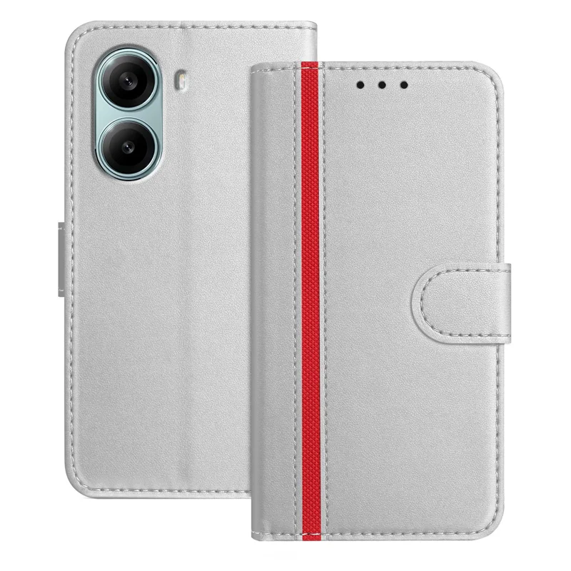 For Xiaomi Redmi Turbo 4 Pro 5G Phone Cases Wallet Stand Color Splicing Leather Cover with Magnetic Clasp - Red-Cellmalls