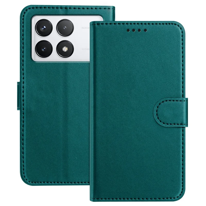 For Xiaomi 14T Pro Leather Case Wallet Stand Solid Color Anti Drop Phone Cover - Black-Cellmalls