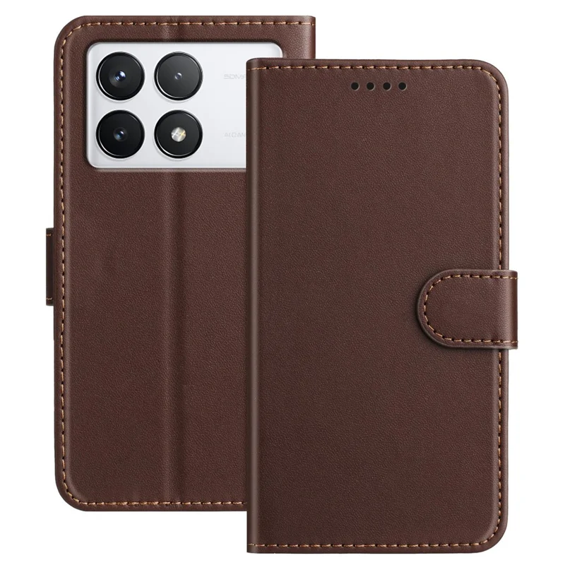 For Xiaomi 14T Pro Leather Case Wallet Stand Solid Color Anti Drop Phone Cover - Black-Cellmalls