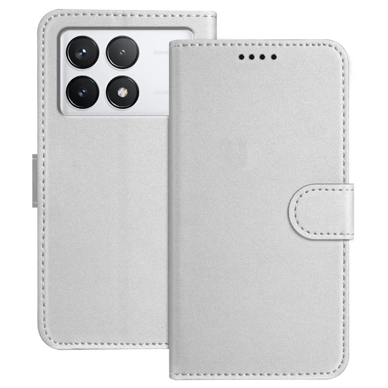 For Xiaomi 14T Pro Leather Case Wallet Stand Solid Color Anti Drop Phone Cover - Black-Cellmalls