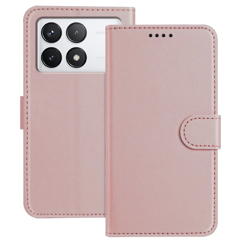 For Xiaomi 14T Pro Leather Case Wallet Stand Solid Color Anti Drop Phone Cover - Black-Cellmalls